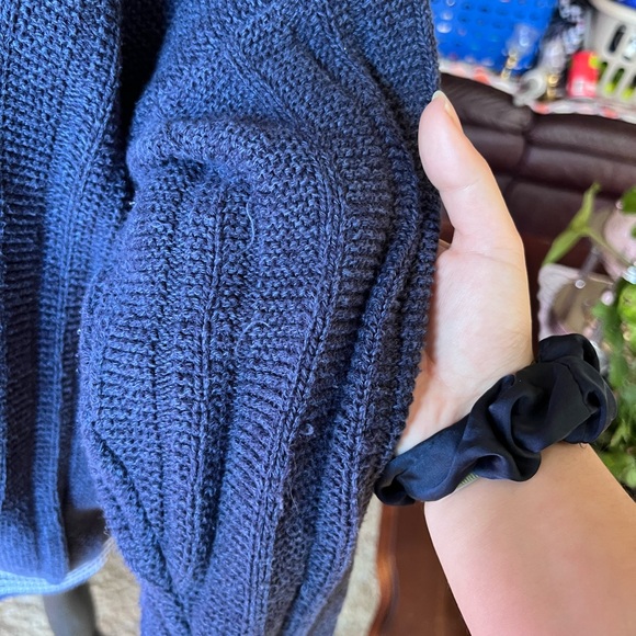 Vintage 1991 Jantzen Knit Navy Blue striped Mens Made In USA Pullover Cardigan. - Picture 3 of 16